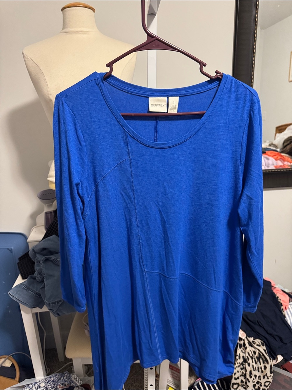 Zenana Outfitters royal blue long sleeve scoop neck top